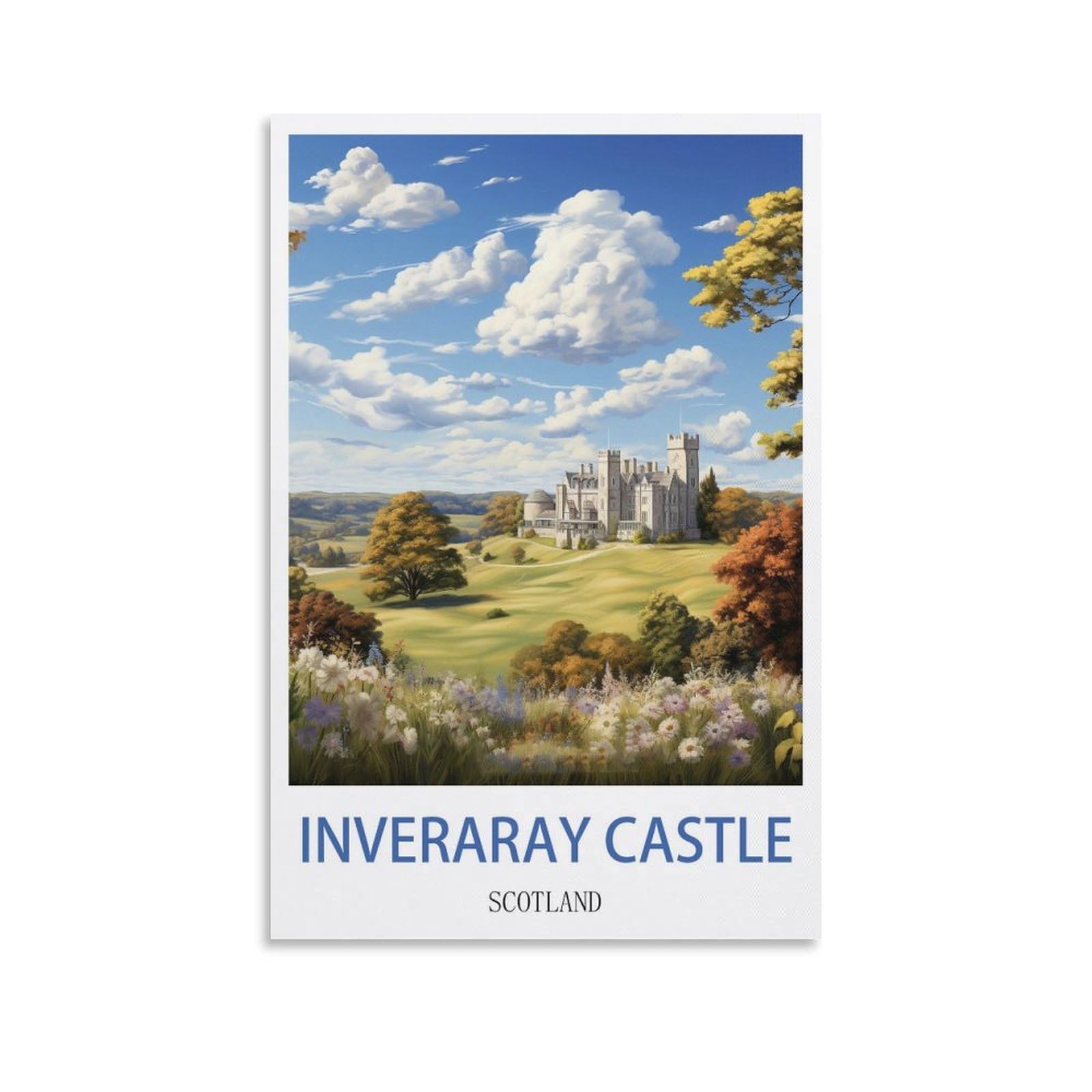 EZMLFA 5D Diamond Art Kits for Beginner,Inveraray Castle Scotland,Diamond Art House DIY Diamond Art Kits for Home Wall Decor 30x40cm