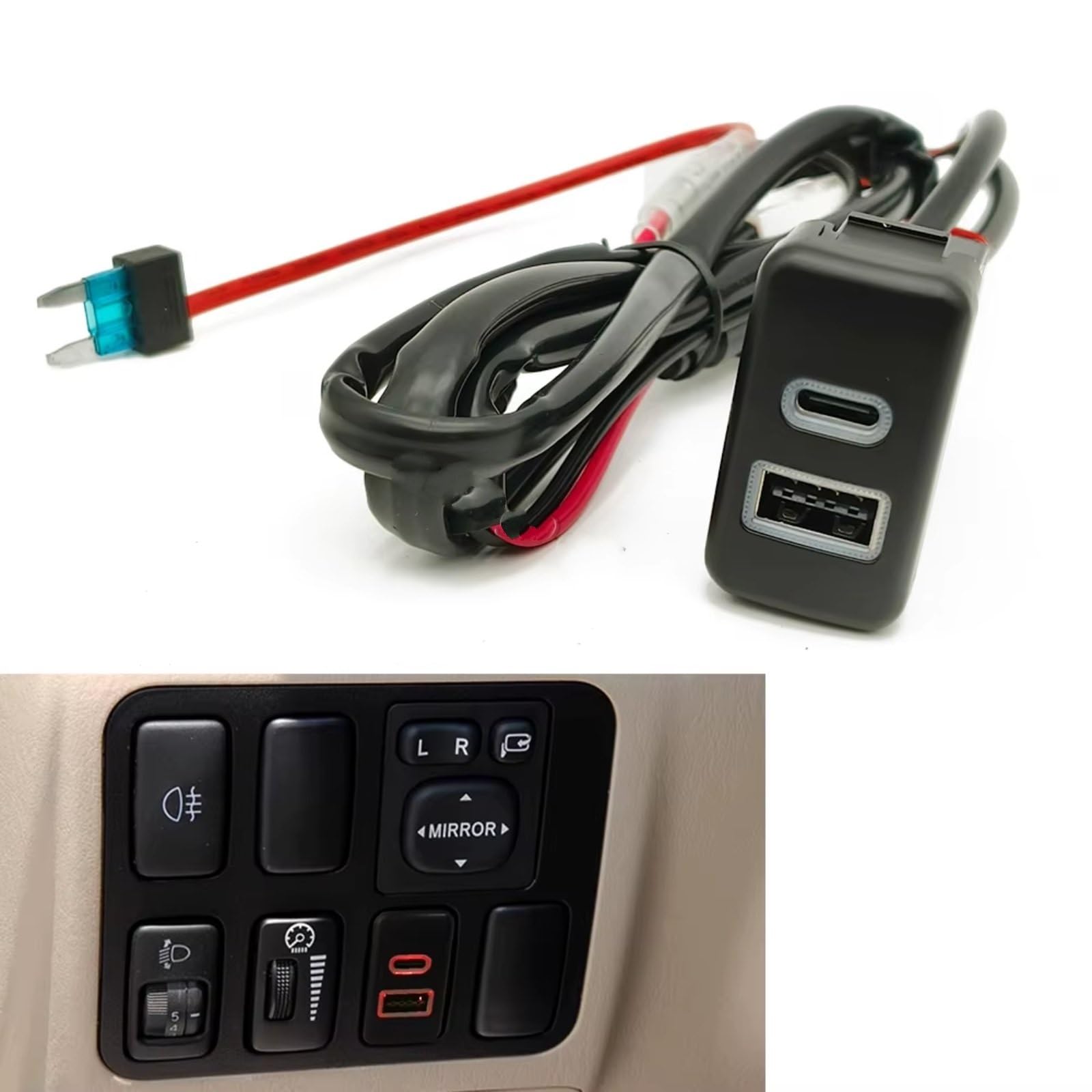 Aux USB carga Módulo Enchufe USB Consola Compatible Con Toyota Para FJ Cruiser Coche Para Cargador Enchufe Carga Rápida QC3.0 PD Enchufe Adaptador Carga Teléfono