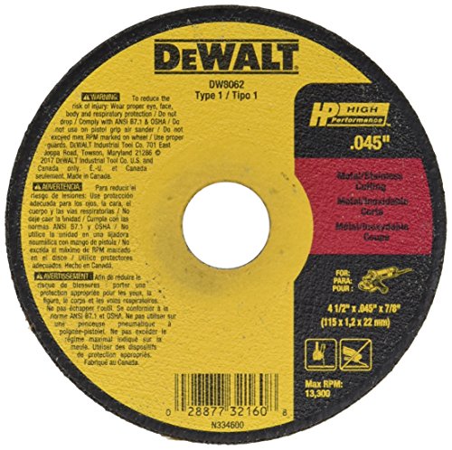Dewalt DW8062B5 4 Pack 4-1/2in. x 0.045in. Metal and Stainless Cutting Wheel, 5 Pieces per Pack