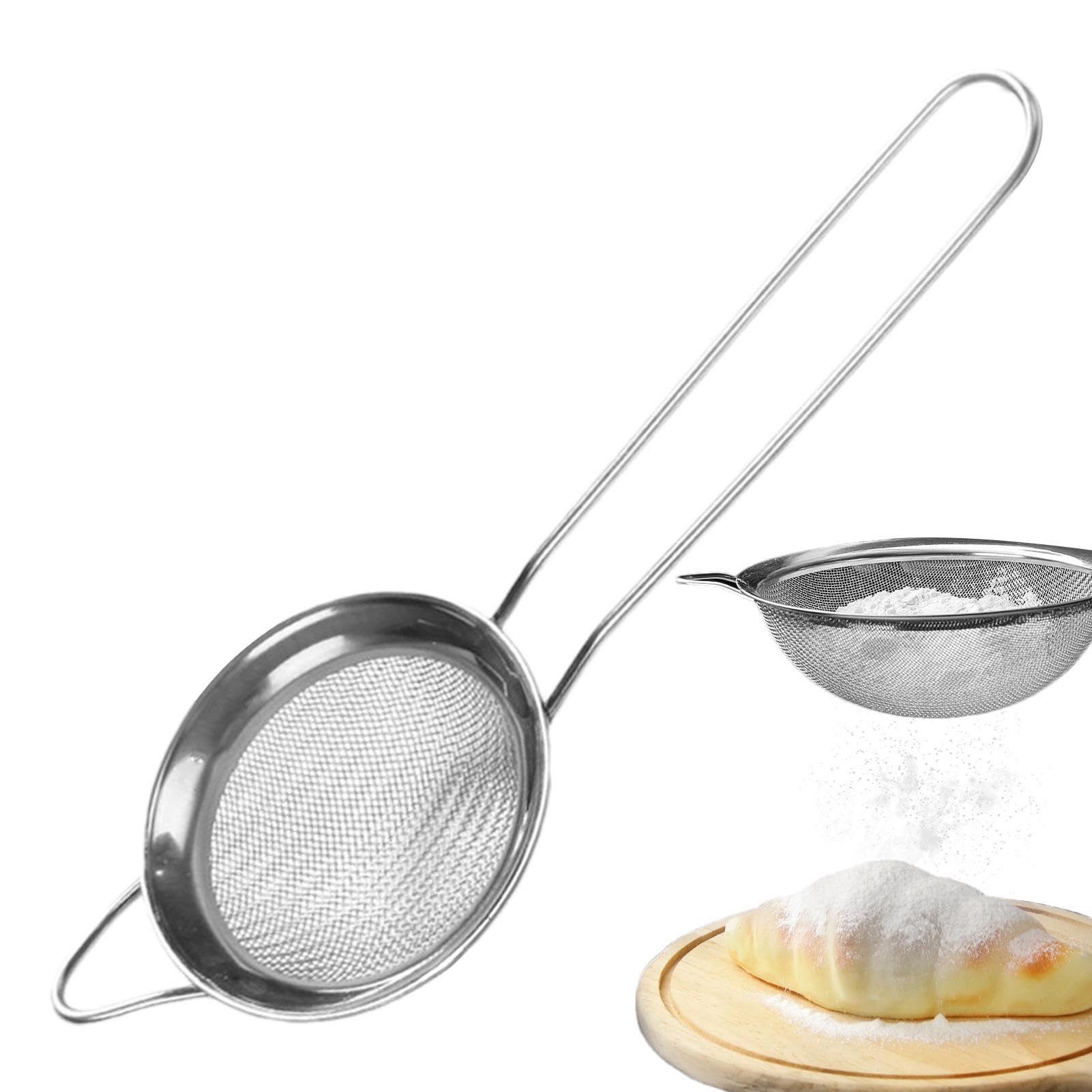 Set di 3 filtri a maglia fine in acciaio inox per cucina, setaccio a filo con manico isolato, colino da cucina, scolapasta