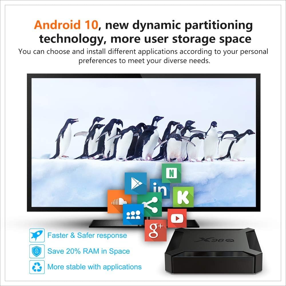 Box Android TV 4K X96Q Android TV Box 2GO RAM 16GO ROM Box Android 10.0 Wifi 2.4G H313 Quad Core X96Q Mini Multimedia Player x96q Android TV Box