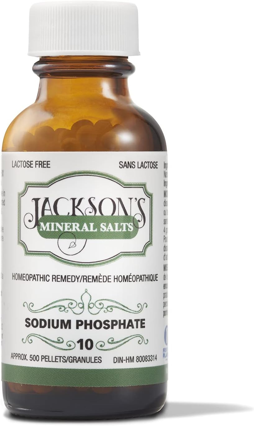 Jackson's #10 NAT phos 6X- Certified Vegan, Lactose-Free Schuessler Tissue Cell Salt - Made in The USA (500 pellets)