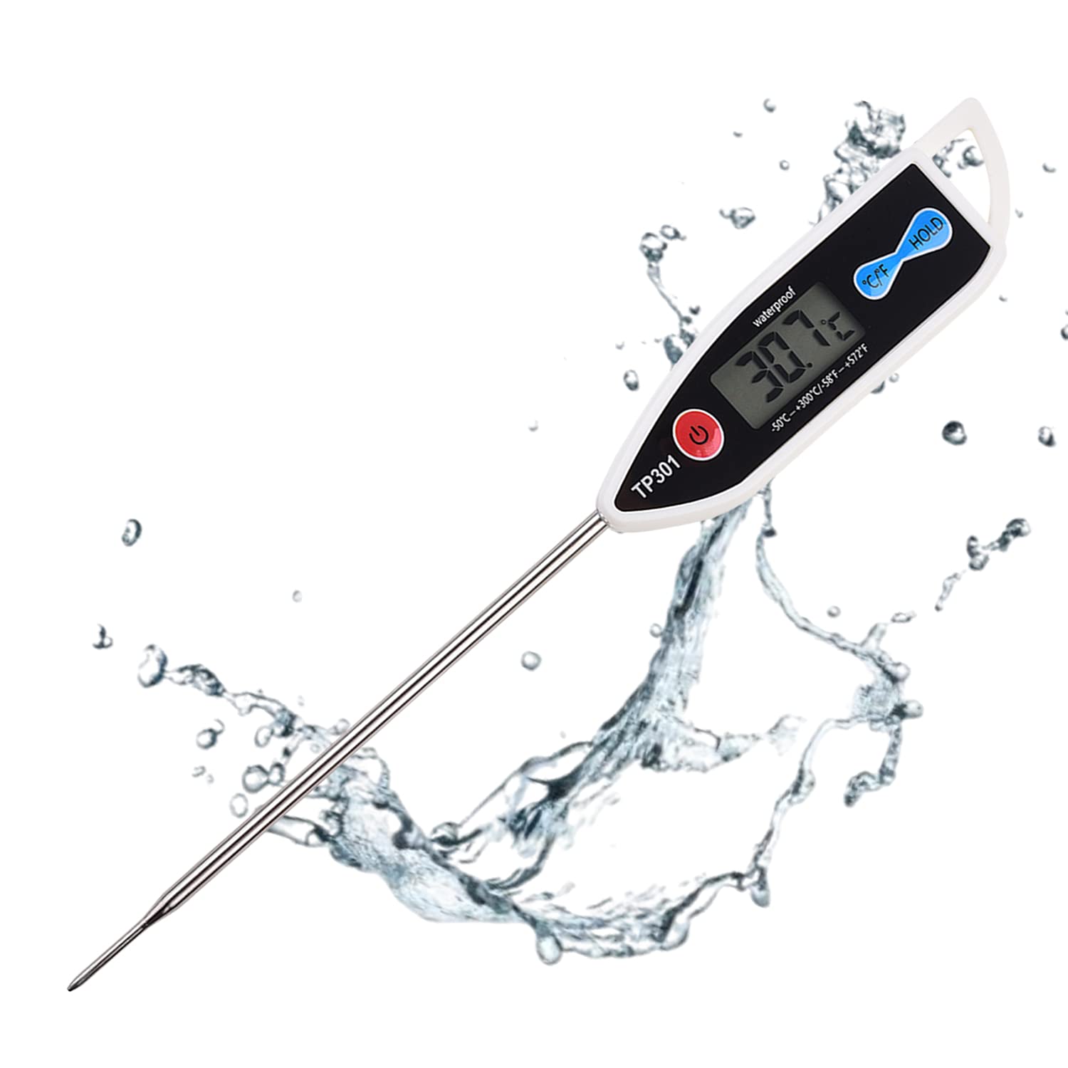 Wapexo Waterproof Food Grill Thermometer, Premium 3-second Fast Read for Barbecue, Kitchen Meat Cheese Milk Temperature Measuring, Cooking Thermometer with Instant Read,