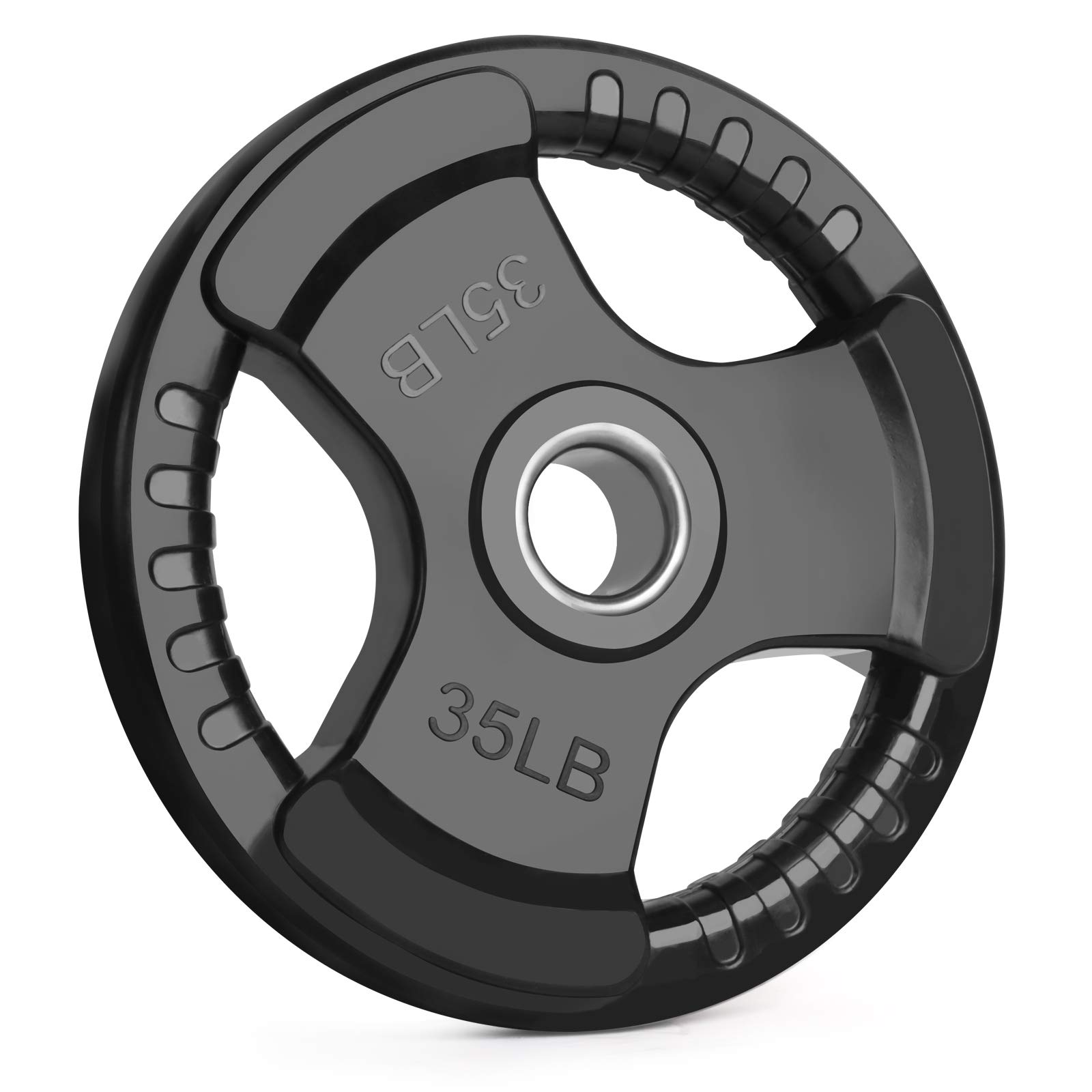 LIONSCOOL2-Inch Rubber Coated Olympic Grip Plate in Pairs or Single for Strength Training, Weightlifting and Bodybuilding, Solid Cast Iron Weight Plates for Barbell, 2.5-45LBS, One Year Warranty