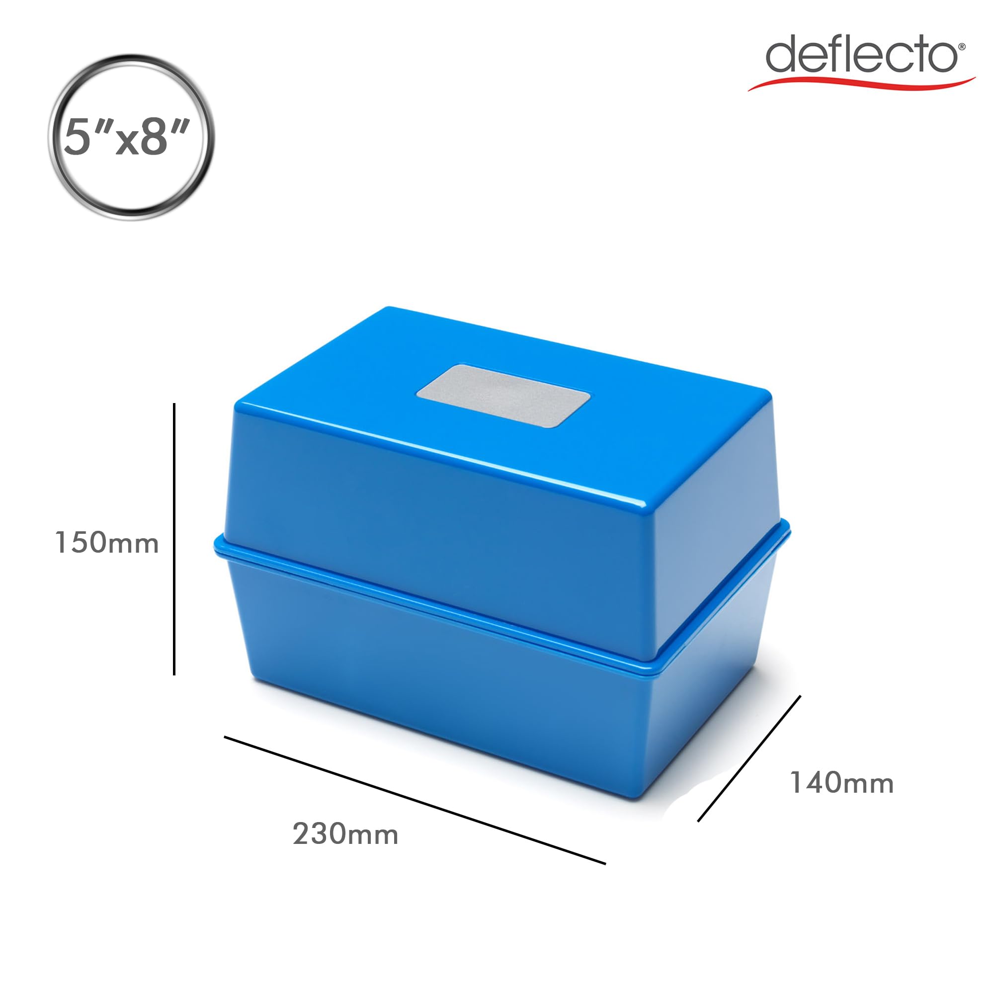 Deflecto Value Size 8 x 5 Index Card Box - Blue, Pack of 1 - Rectangular - 8" x 5" - Image 2