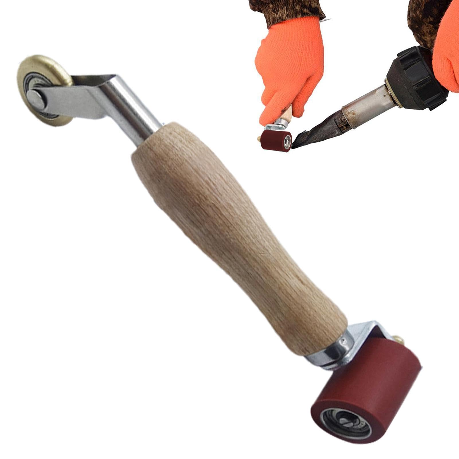 Rouleau de couture pour papier peint et silicone double tête avec poignée en bois