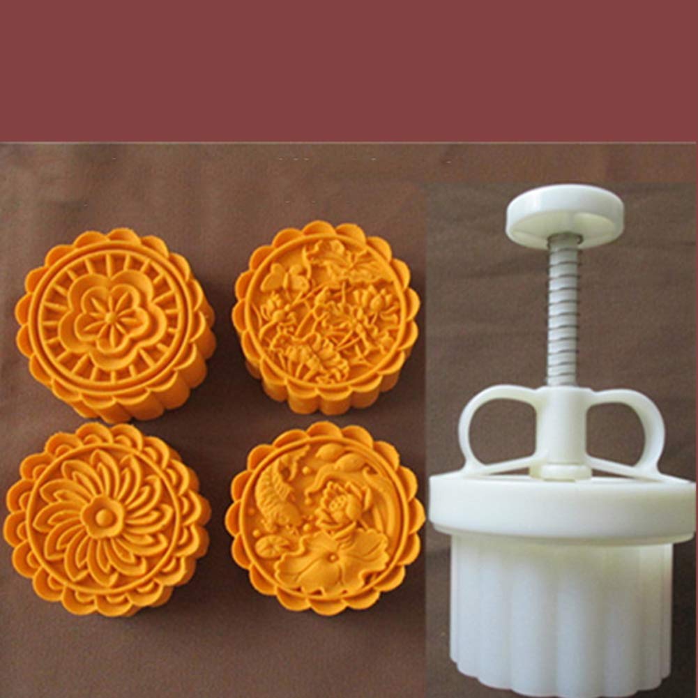 kebyy 150g Cookie Stamps Moon Cake Mold Thickness Adjustable Christmas Cookie Press DIY Hand Press Cutter