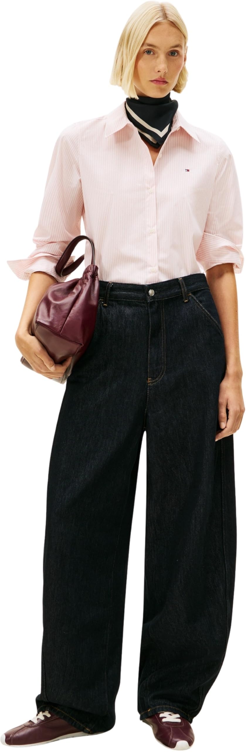 Tommy Hilfiger Camisa Mujer Poplin Regular con Cuello francés