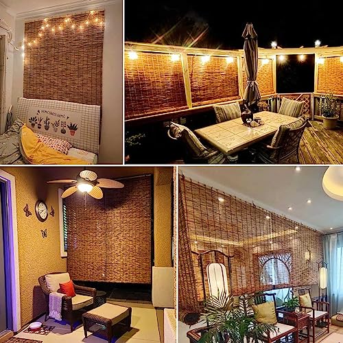 Retro Bamboo Roller Blind - 60 to 140cm Wide, Anti-UV, Outdoor Reed Curtains With Lifter, Sunshade Roll Up Bamboo Shades, Waterproof Kitchen Roller Blinds - Image 5