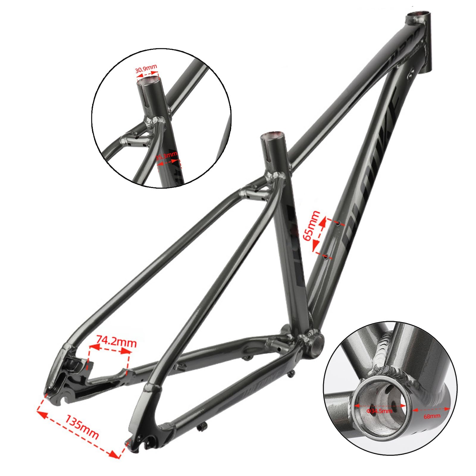 27,5ER rama roweru górskiego ze stopu aluminium Hardtail 14,5''/16''/18'' hamulec tarczowy XC/AM ramki Quick Release 135 mm routing wewnętrzny