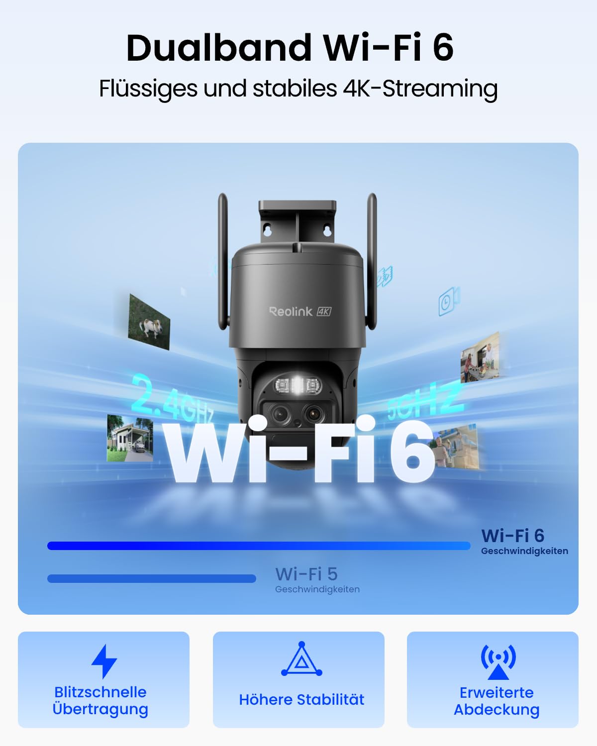 Reolink 4K PTZ Überwachungskamera Aussen Akku mit Auto-Tracking & Auto-Zoom | Dual Lens, Dual-Band WiFi 6, 30m Farbnachtsicht, KI-Erkennung, PTZ, 8MP Solar WLAN Kamera Outdoor, TrackMix Grau+Solarpanel