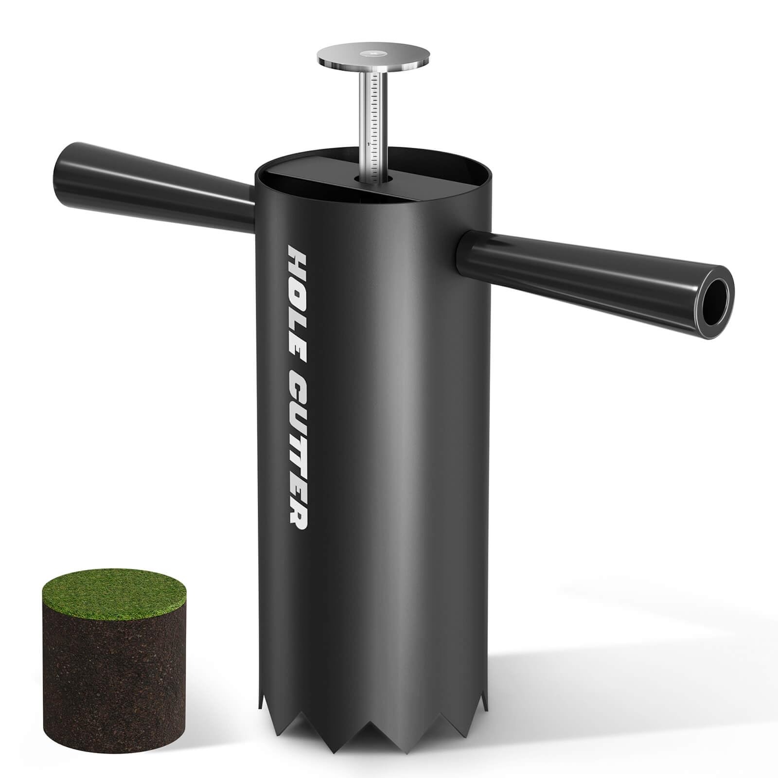 Portable Golf Hole Cutter – 4" & 6" Stainless Steel Golf Cup Cutter with Built-in Soil Pushing Rod – Ideal for Backyard Putting Green & Lawn