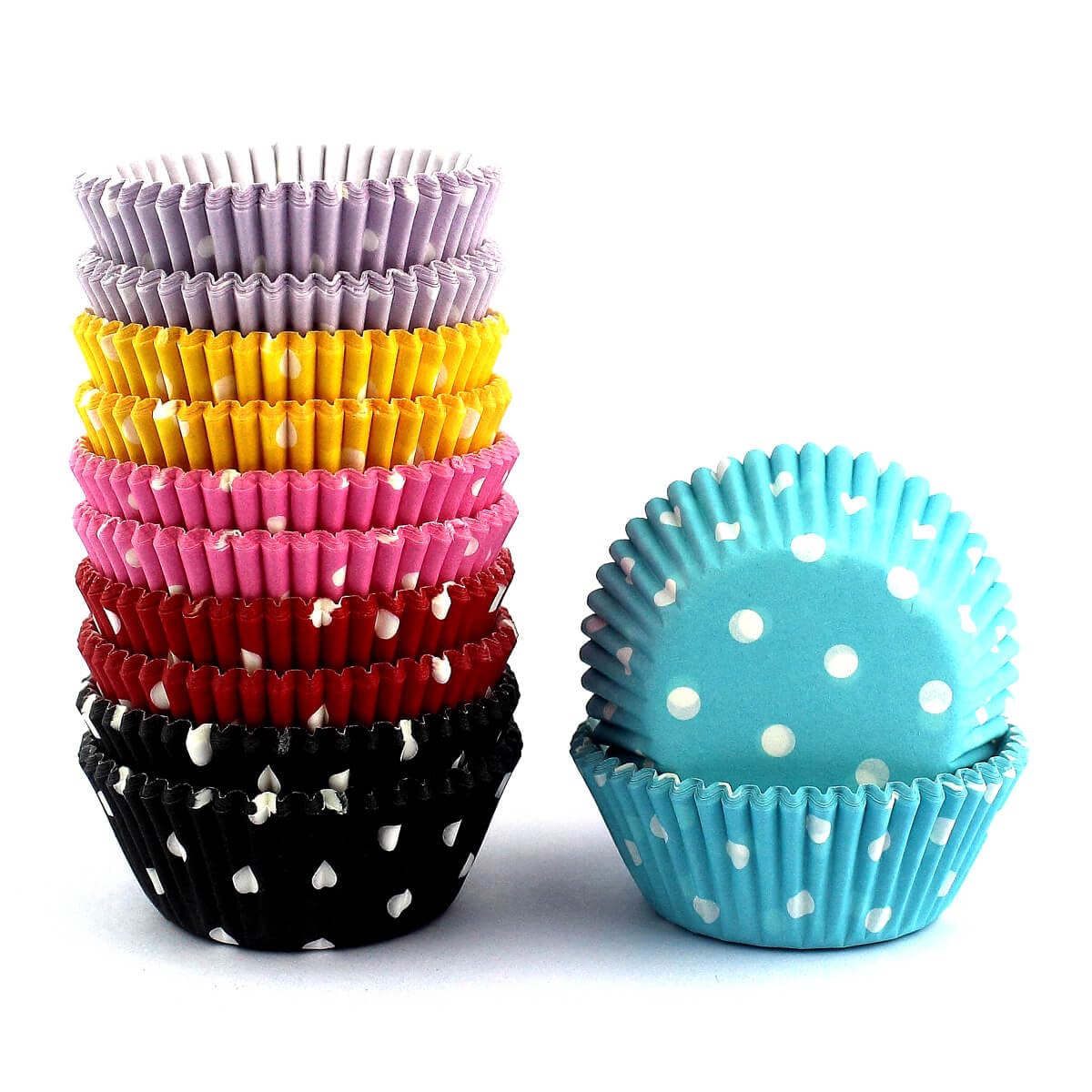 Rainbow Mini Polka Dots Cupcake Liners 300 unidades, sin olor, grado alimenticio y a prueba de grasa