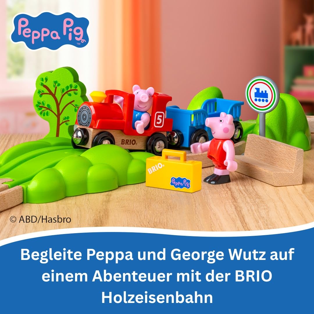 BRIO - Peppa Wutz Eisenbahn-Set - Spielzeug Eisenbahn für Kinder mit Spielfiguren und weiterem Zubehör, Spielzeug ab 3 Jahren, Eisenbahn Starter-Set zur Kleinkindserie Peppa Wutz - 36123
