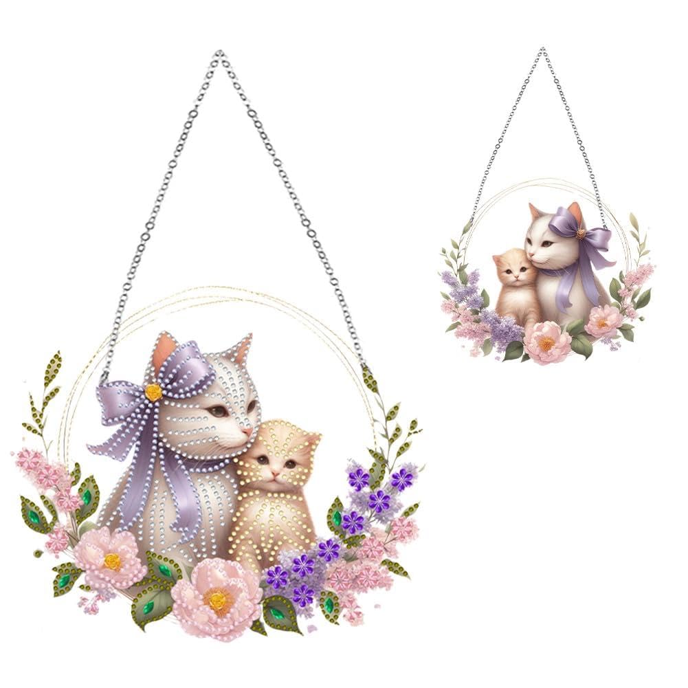 Animal Double Sided Special Shape Diamond Painting Garland Pendant Elephant 5D DIY Diamond Painting Wreath Pendant for Garden Window Decor