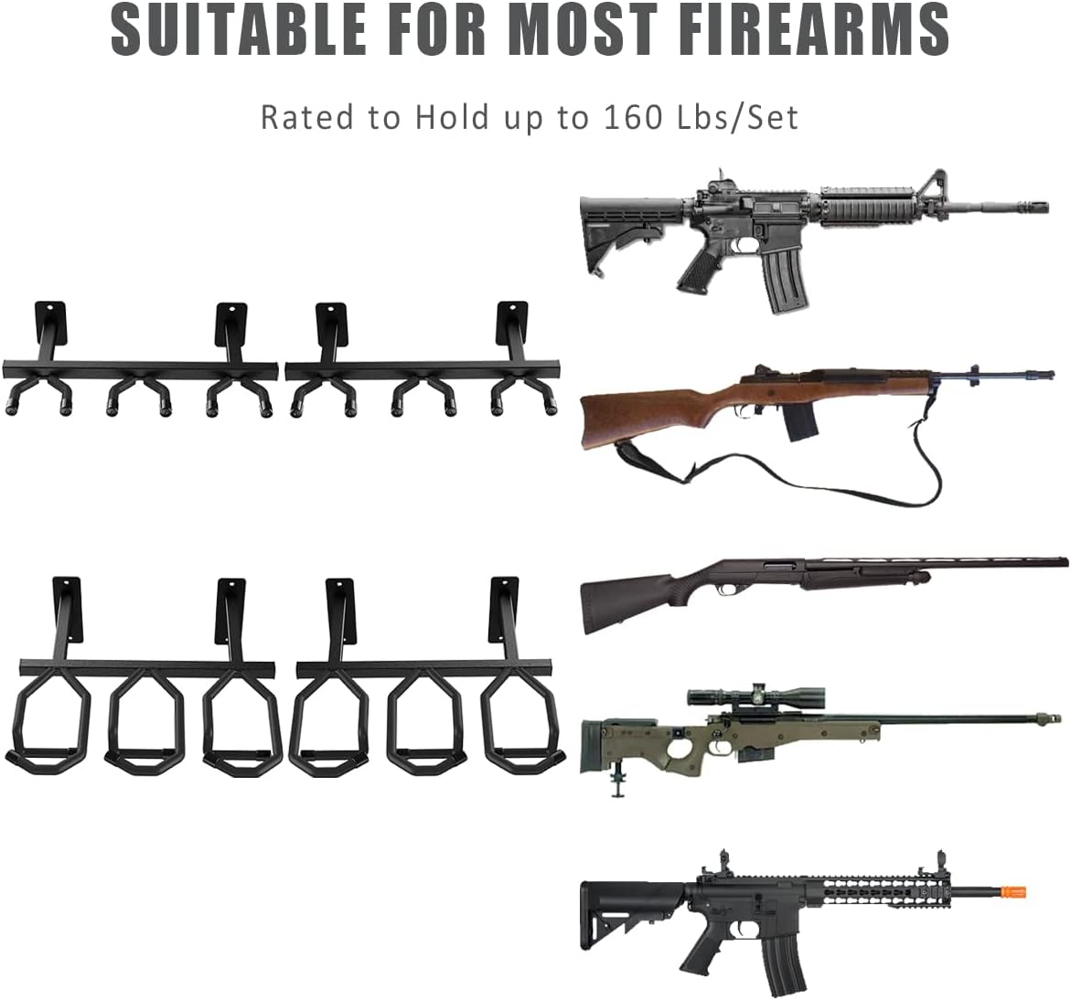 SUMING Gun Racks for Wall, Rifle Rack Vertical 2x3 Slot Gun Display Stand, Gun Rack Wall Mount for Rifles and Shotguns Storage, Indoor Gun Racks with Soft Padding