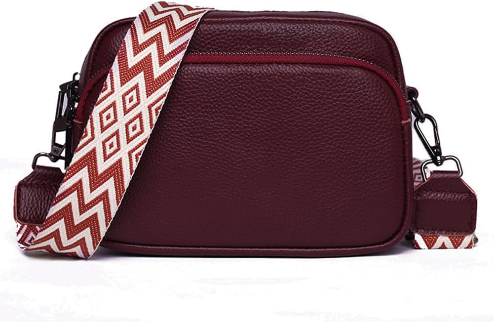 Crossbody Bags for Women, Genuine Leather Cross Body Bag Women with Adjustable Wide Strap Multiple Pockets Handbags & Shoulder Bags