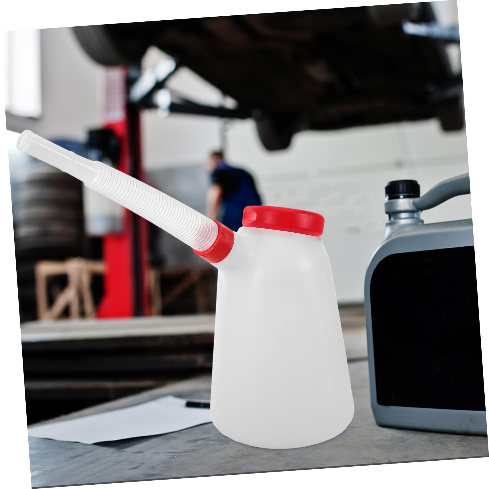 ORFOFE Broc Verseur Gradué Huile Moteur avec Long Bec pour Injection Précise Distributeur Huile Plastique pour Voiture Moto et Bateau Outil Multifonction pour Entretien Réutilisable