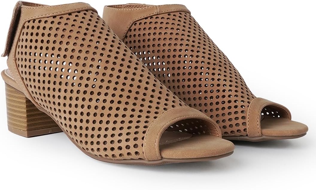 J. Adams Maddie Booties for Women - Peep Toe Low Block Heel Hook & Loop Strap - Image 4