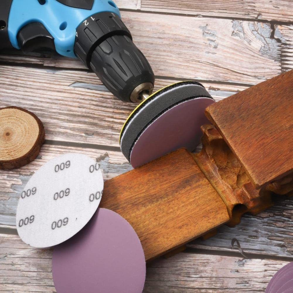 123 dischi abrasivi da 7,6 cm, carta vetrata a strappo, grana da 600 a 5000, platorello da 1/4'', tampone di lucidatura in schiuma morbida per legno, metallo, auto