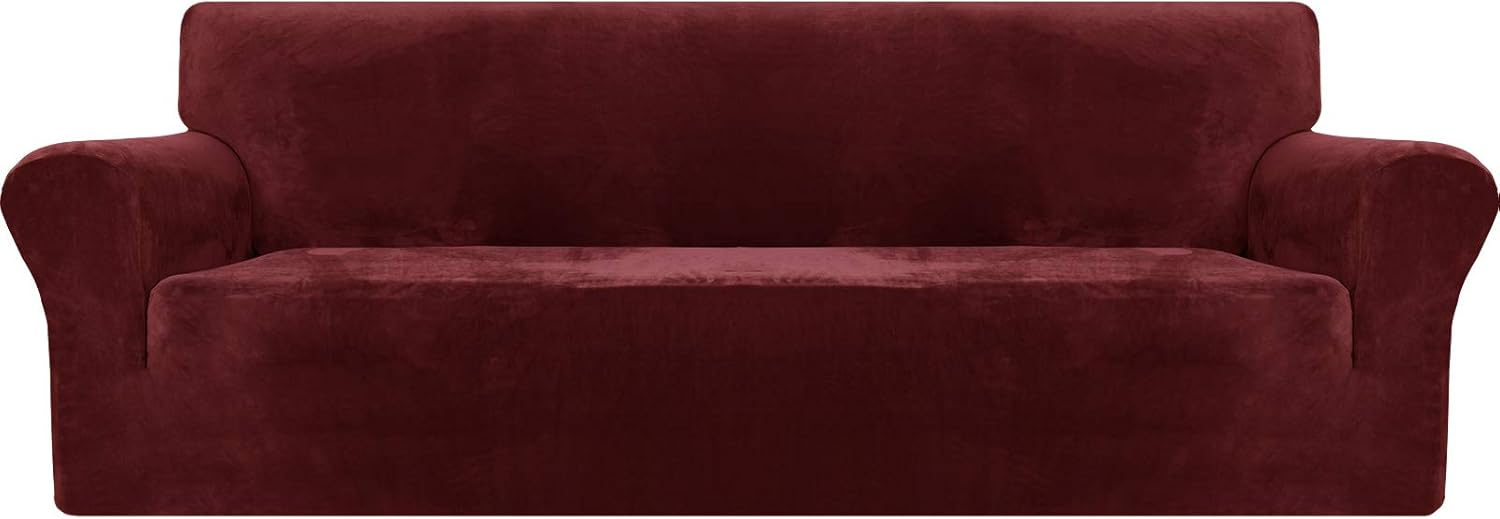 MAXIJIN Thick Velvet Extra Large Sofa Covers 4 Seater Super Stretch Oversized Couch Cover for Dogs Cat Pet 1-Piece XL Sofa Slipcover Elastic Furniture Protector (4 Seater
