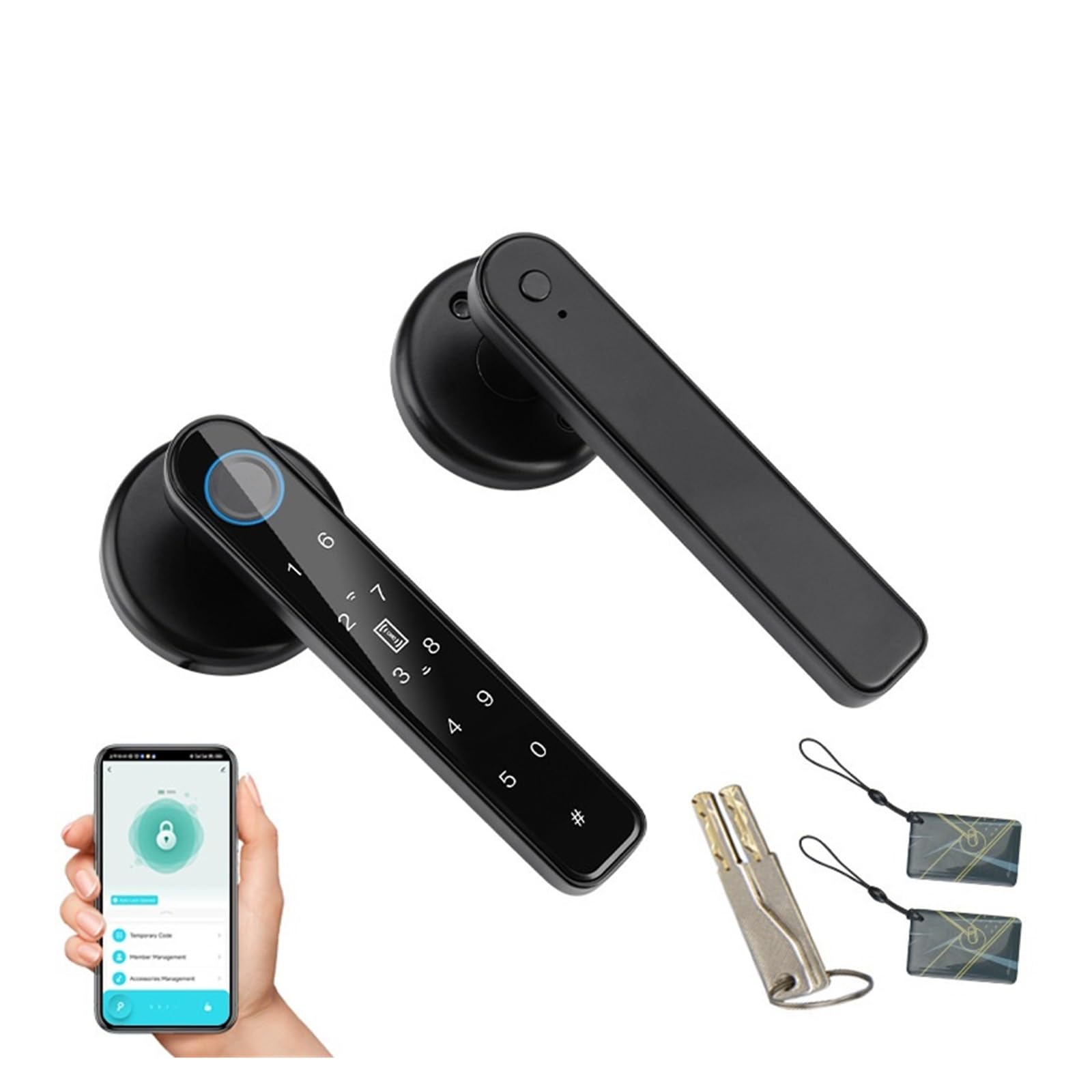Inteligentny zamek do drzwi z czytnikiem linii papilarnych, bezprzewodowa cyfrowa blokada Bluetooth, bezkluczykowy, strona główna, Europejski standard dopasowania