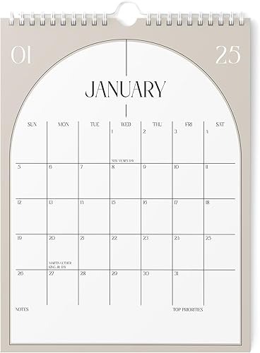 Calendario 2024-2025  Calendario de pared vertical de 8.5 x 11 pulgadas 2024 hasta diciembre de 2025  Fácil planificación con el calendario de pared