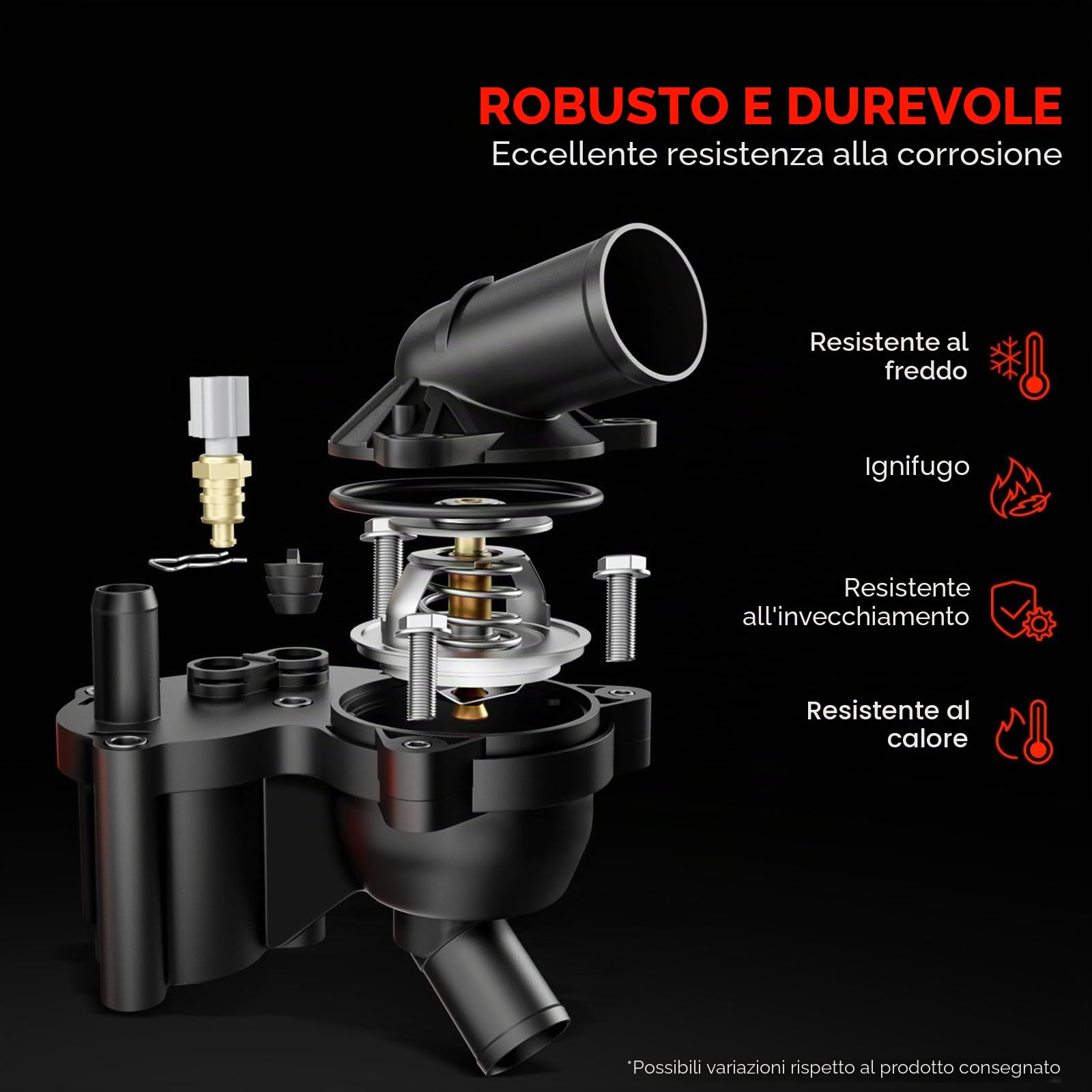 Frankberg Termostato del liquido di raffreddamento A2702000615 | Compatibile con: Classe A W176, CLA Shooting Brake X117, CLA Coupé C117, Classe B W242 W246, Classe GLA X156