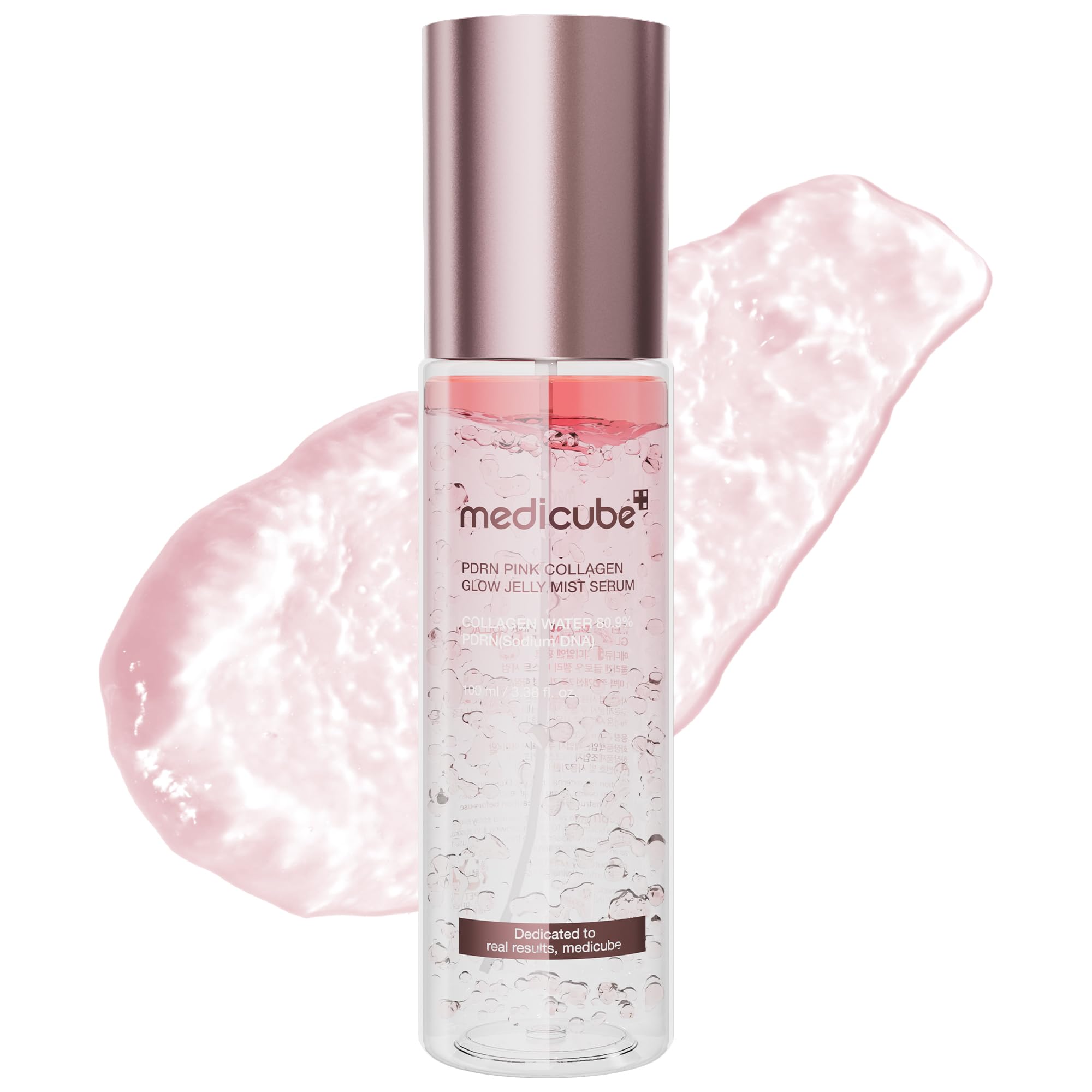medicube Jelly Mist Serum with Pink PDRN Collagen | Dual-Texture Glow Spray with Niacinamide, Glutathione, Ceramide, Hyaluronic Acid | for Hydration,