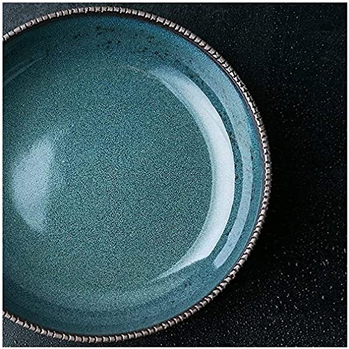 ERoomQ Pasta Bowls Large Steak Pasta Breakfast Deep Plate Fruit Salad Soup Ramen Noodle Serving Mixing Bowl Creative Ceramic Tableware Microwave Safe 7.9 Inches,