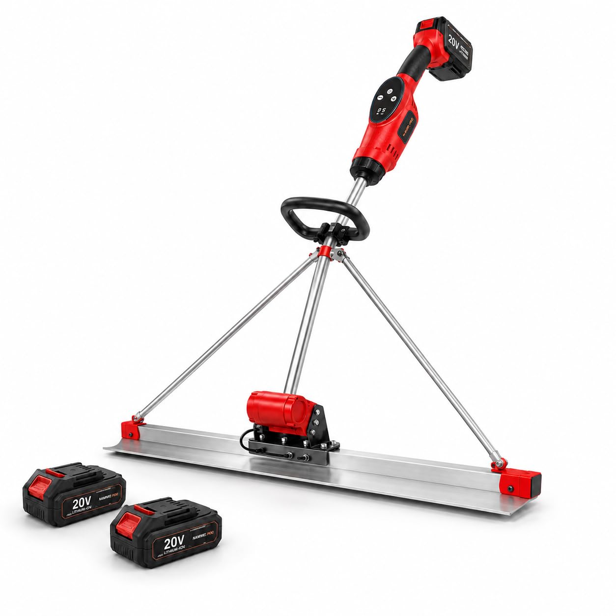 Concrete Vibrating Tool, Power Screed Concrete Finishing Vibra Tool With 5ft Stainless Steel Board, Electric Cordless Concrete Screed Vibratory Kit,For Leveling Concrete Surfaces dualbattery