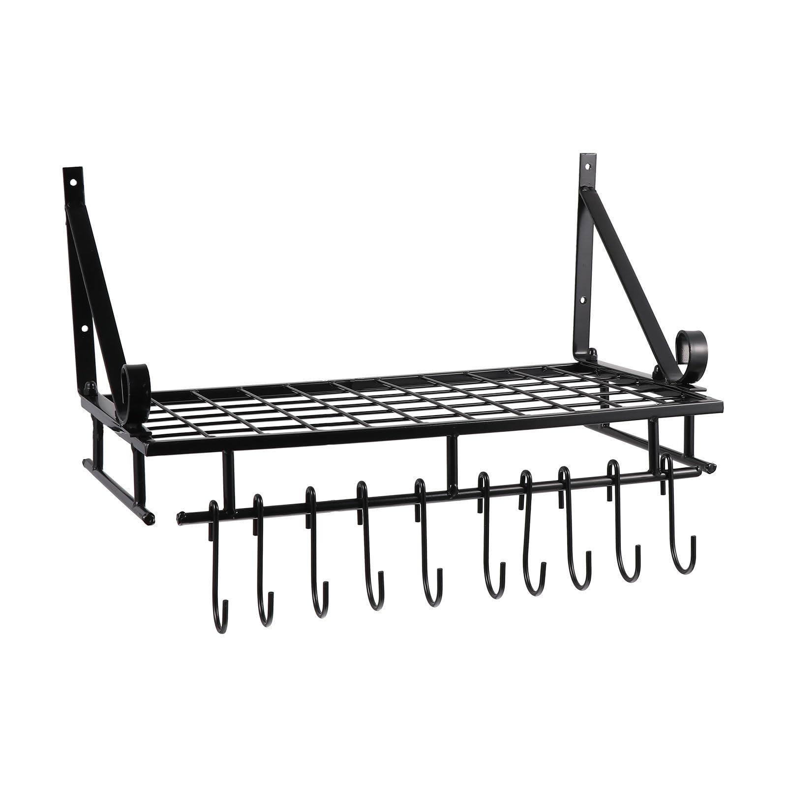 Klappbarer Küchen Topfdeckelhalter aus Metall mit Wandhalterung Platzsparendes Küchenregal zur Aufbewahrung in Küche und Esszimmer Schwarz