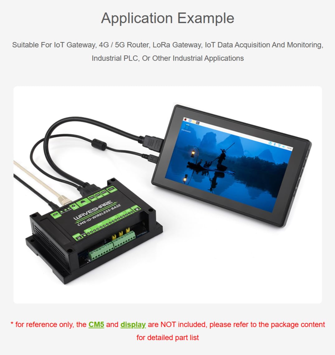 TUOPUONE Scheda di espansione industriale senza fili IoT per Raspb Pi CM5, scheda di espansione 4G/5G/LoRa, porta Gigabit Ethernet RJ45, doppia interfaccia MIPI, supporta uscita 4K