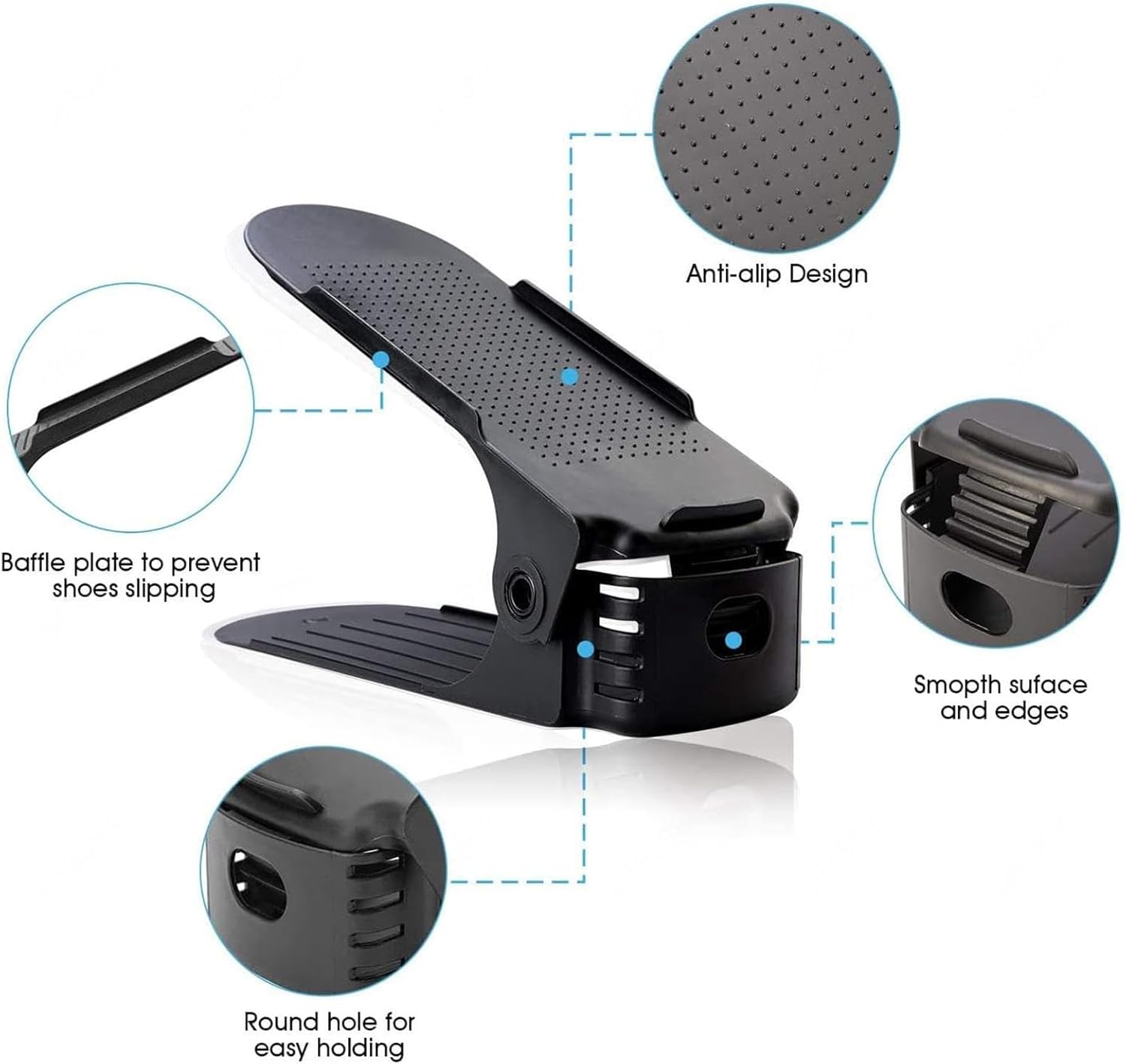 靴スタッカー 調節可能な靴スペースセーバー ダブルデッキシューズオーガナイザー クローゼットの整理用 ブルー-25