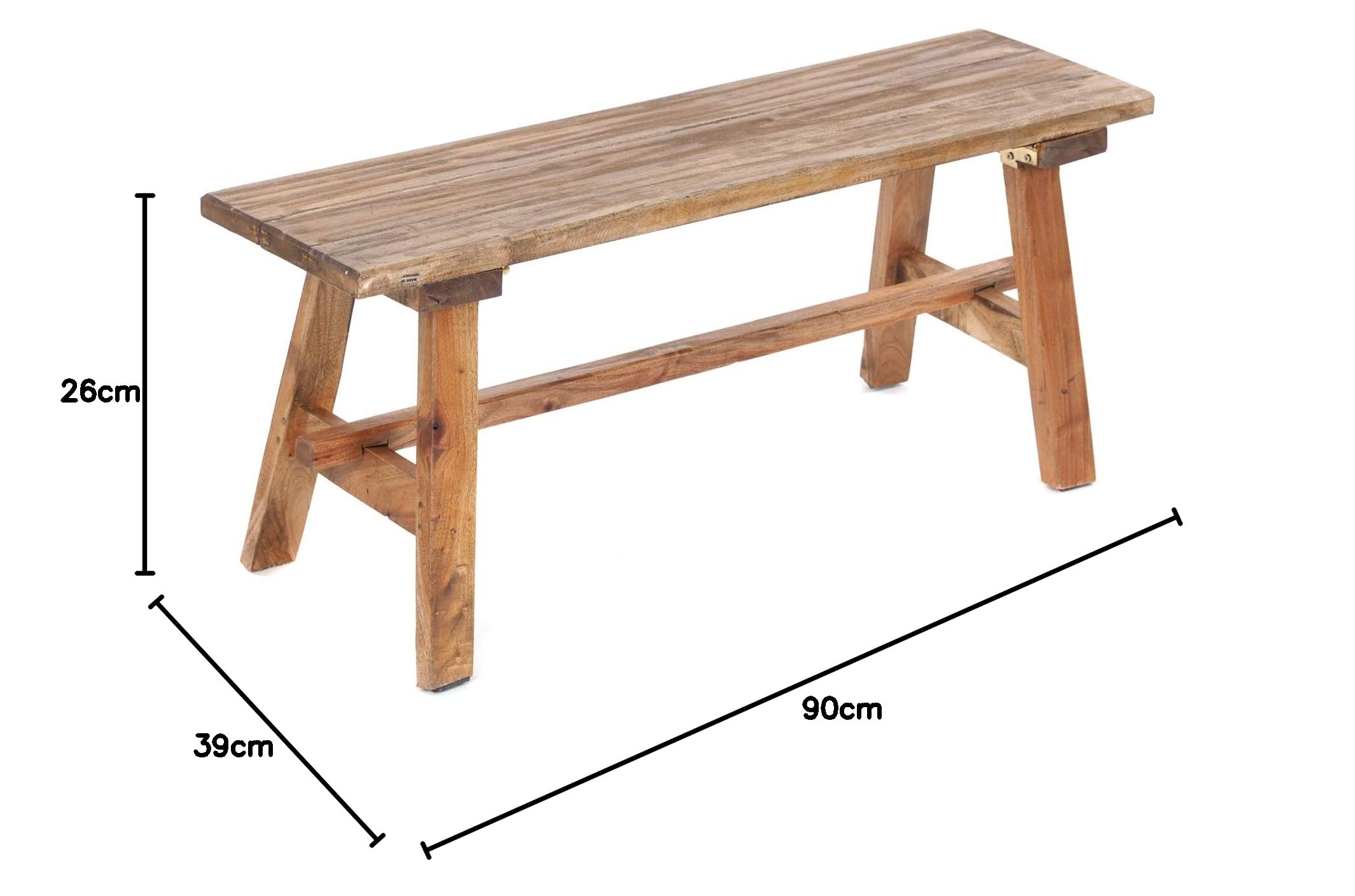 DESIGN DELIGHTS Vintage HOLZBANK Anzio 90x26x39cm(LxBxH), rustikale Sitzbank Altholz Look Holzbank