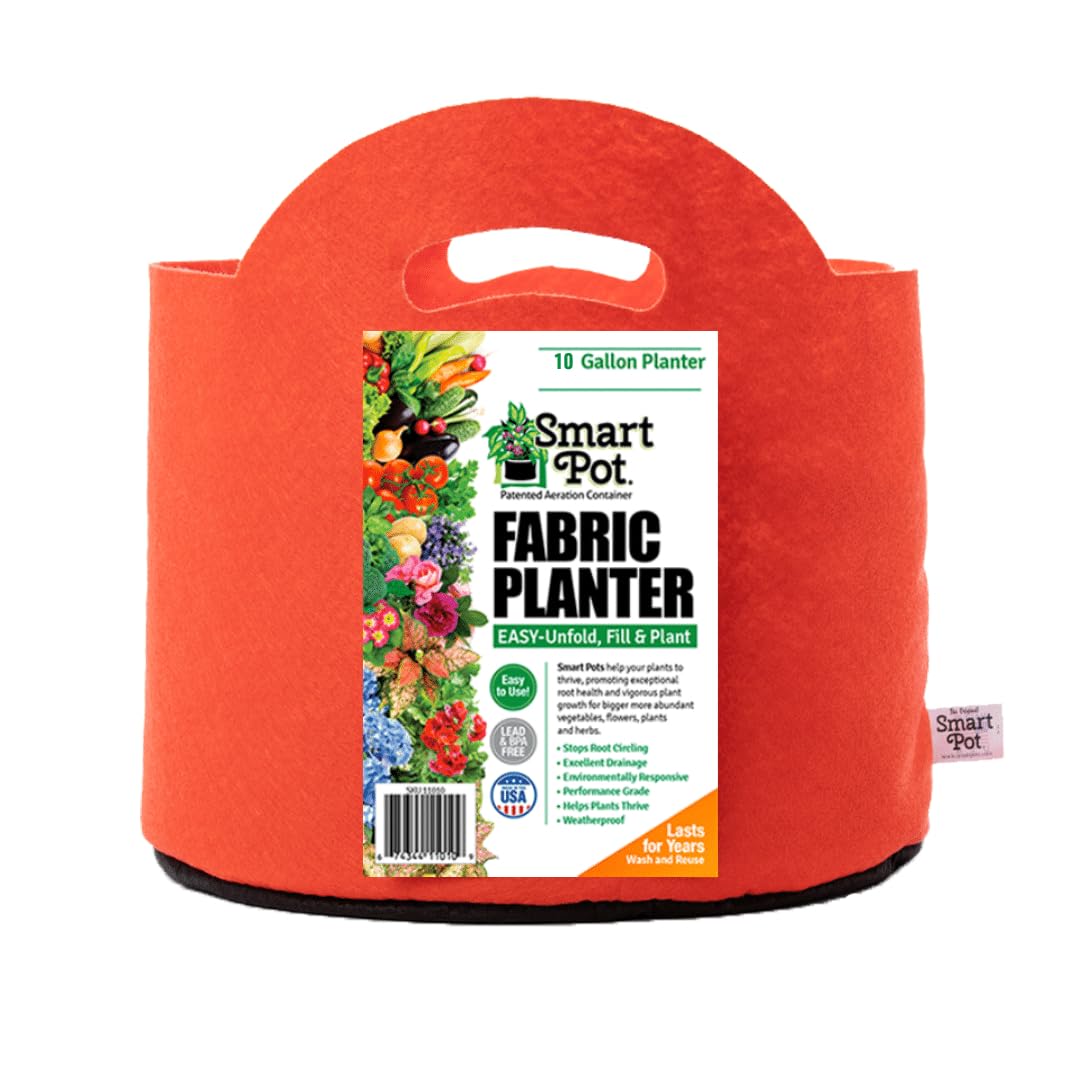 SMART POT 10-Gallon Soft-Sided Planter with Handles, Orange