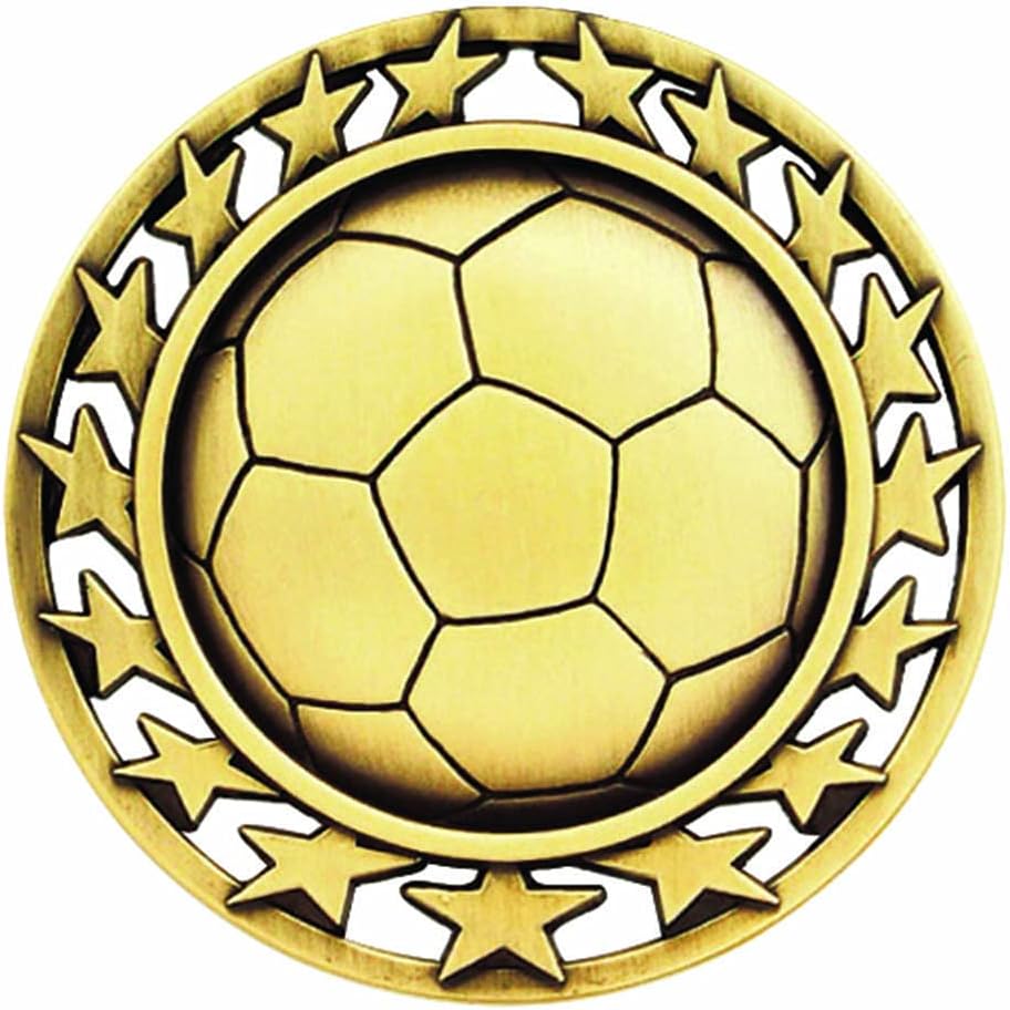 10 Pack of Soccer Gold Medals Trophy Award with Neck Ribbons SM