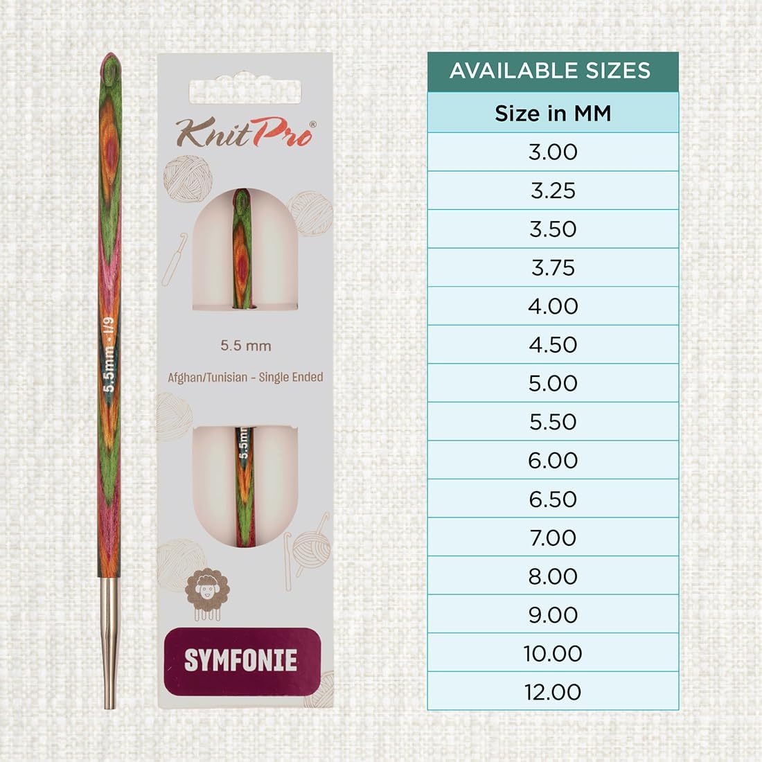 KnitPro Symfonie Afghan/Tunisian Crochet Hook | 5.50mm