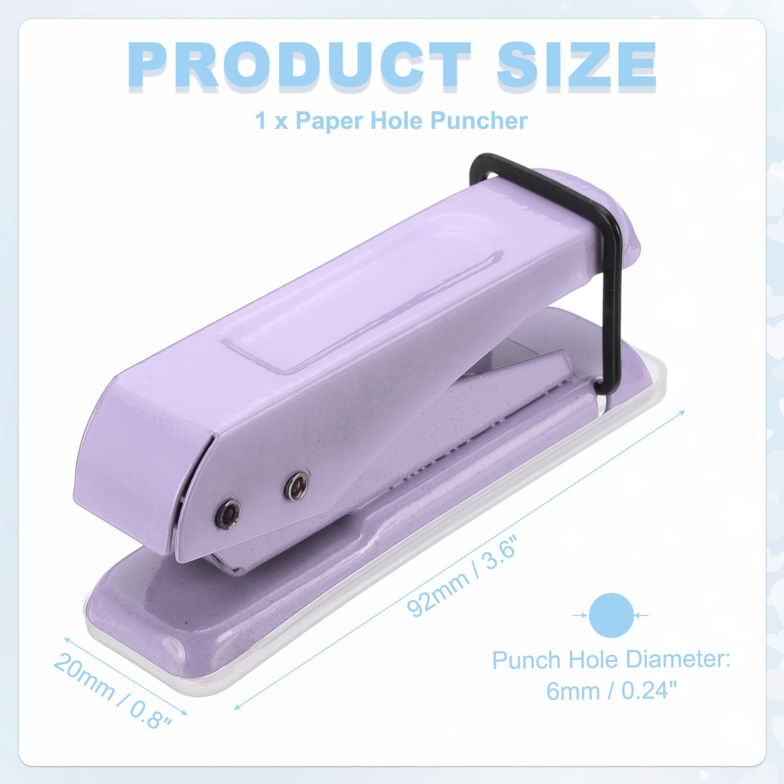 PATIKIL 1/4" Single Hole Punch, Handheld Heavy Duty Hole Puncher Press Metal Paper Puncher for Tag DIY Craft Scrapbook Ticket Purple - Image 2