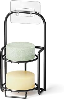 SpaceAid 2 Tier Shampoo Bar Holder for Shower, Self Draining Soap Bar Holders Caddy for Bathroom Wall and Kitchen Sink, Shampoo Bar Dish Rack, Stainless Steel Bar Soap Holder (Black)