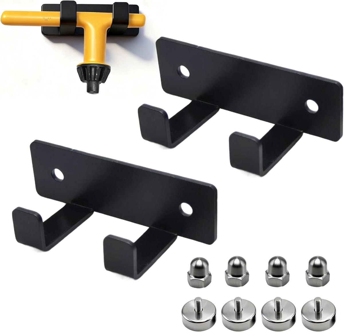 Paquete de 2 porta llaves magnético para taladro, torno, molino, acero ultraduro con revestimiento de teflón, organizador de taller resistente de 8 libras de capacidad para mecanizar carpintería