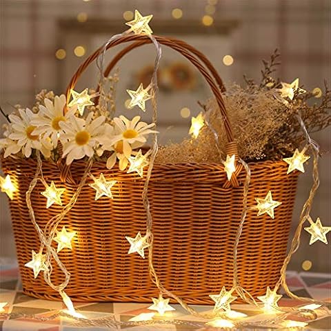 XIANGLIOOD Star String Lights 6M 3M LED Warm White Fairy Lights Steady On and Flash Two Mode String Lighting for Home Party Birthday Christmas Decoration Cover
