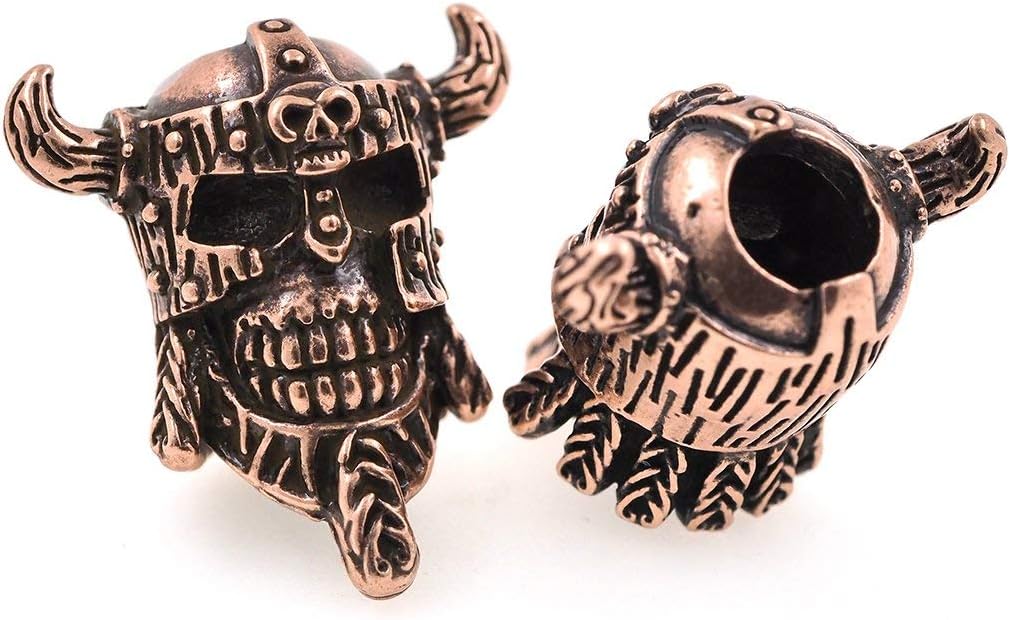 Antique Viking Pirate Skull Bead fit for Paracord Bracelet Keychain Charms Making
