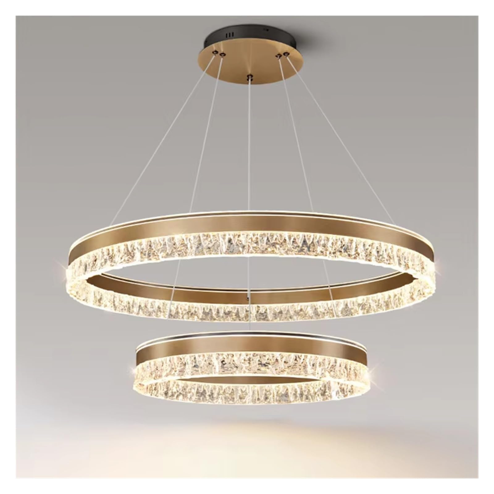 KXEcoLife Modern LED en Round Chandelier Italian Style Luxury Living Room Indoor Light Home Ring Lighting Lustre Hanging Lamp Fixtures