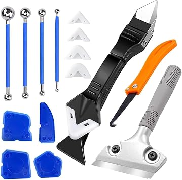 Silicone Applicator,5 in 1 Silicone Remover Gaskets and Caulking Tools,Spatula,Caulking Remover for Window、Tiles、Kitchen、Bathroom