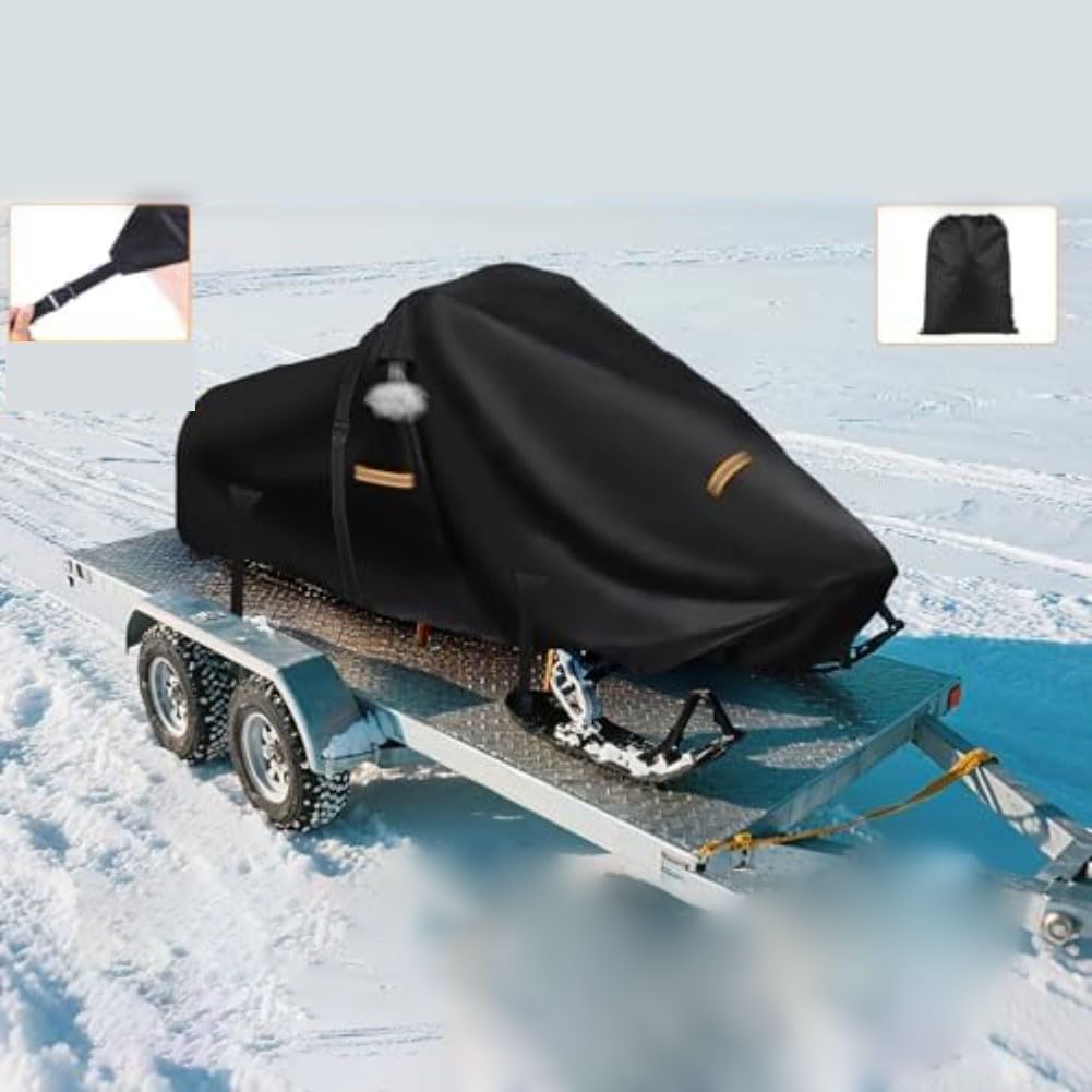 Pokrowiec na skuter śnieżny, 300 x 130 x 112 cm, wytrzymała tkanina Oxford z wiatroszczelnymi paskami, otworami wentylacyjnymi i paskami odblaskowymi do ochrony całorocznej (600D)