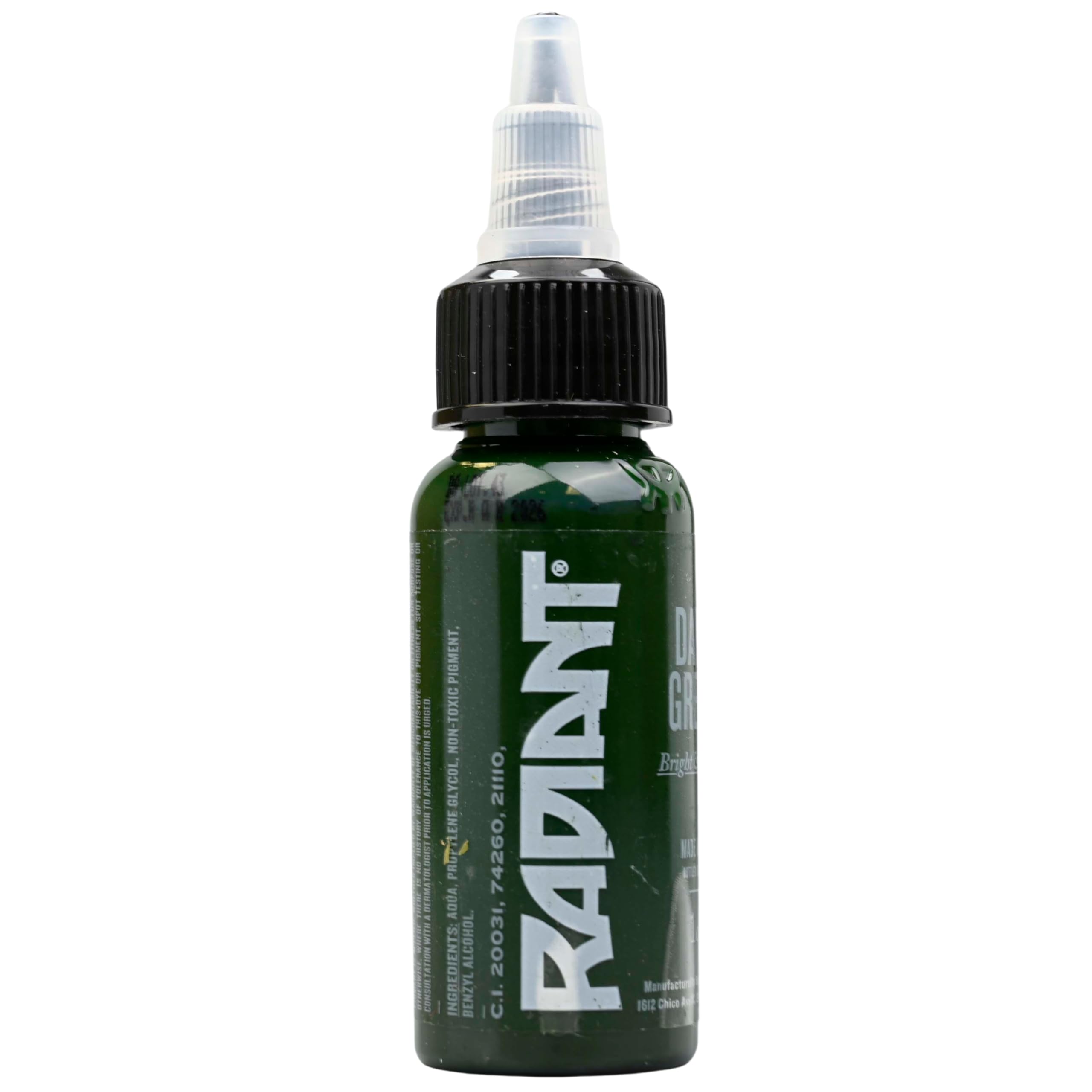 Radiant Colors - Tattoo Ink Deep Green Color Tattooing and Shading Real Human Skin 1oz Bottle