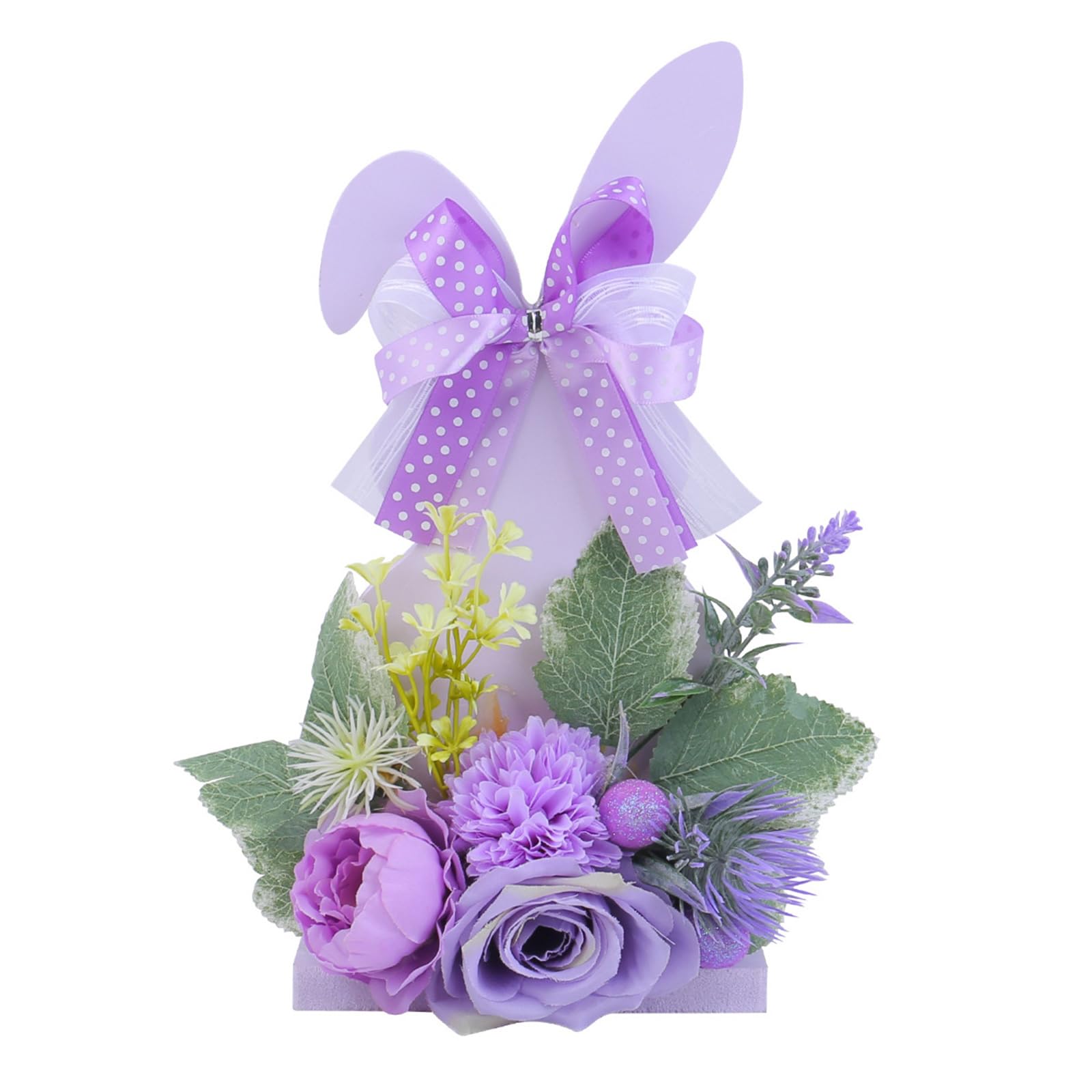 Jazuaiao Colorful Easters Rabbits Eggs Wood Sign Tabletop Display Decoration with Flower for Seasonal Party Decorations Easters Rabbits Decors