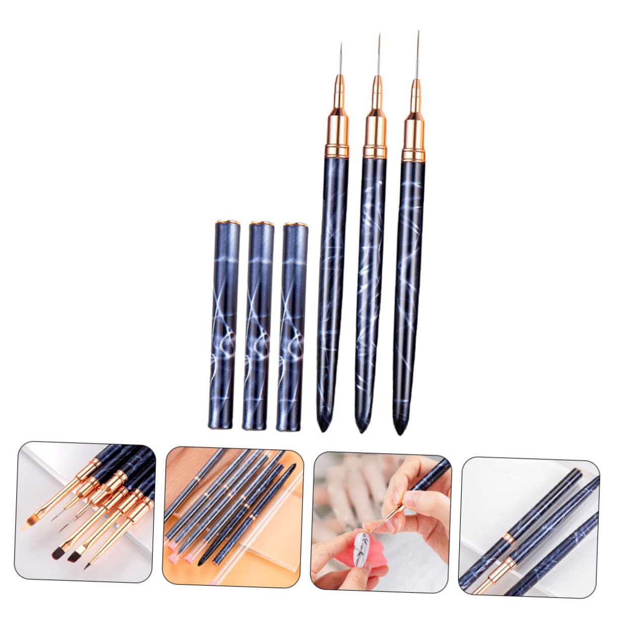 minkissy 12pezzi Pennelli Per Nail Art Professionale Pennelli Liner Per Decorazioni Unghie Gel Per Saloni e Uso Domestico Leggeri e Facili Da Usare Alta Efficienza Nella Creazione Di Design