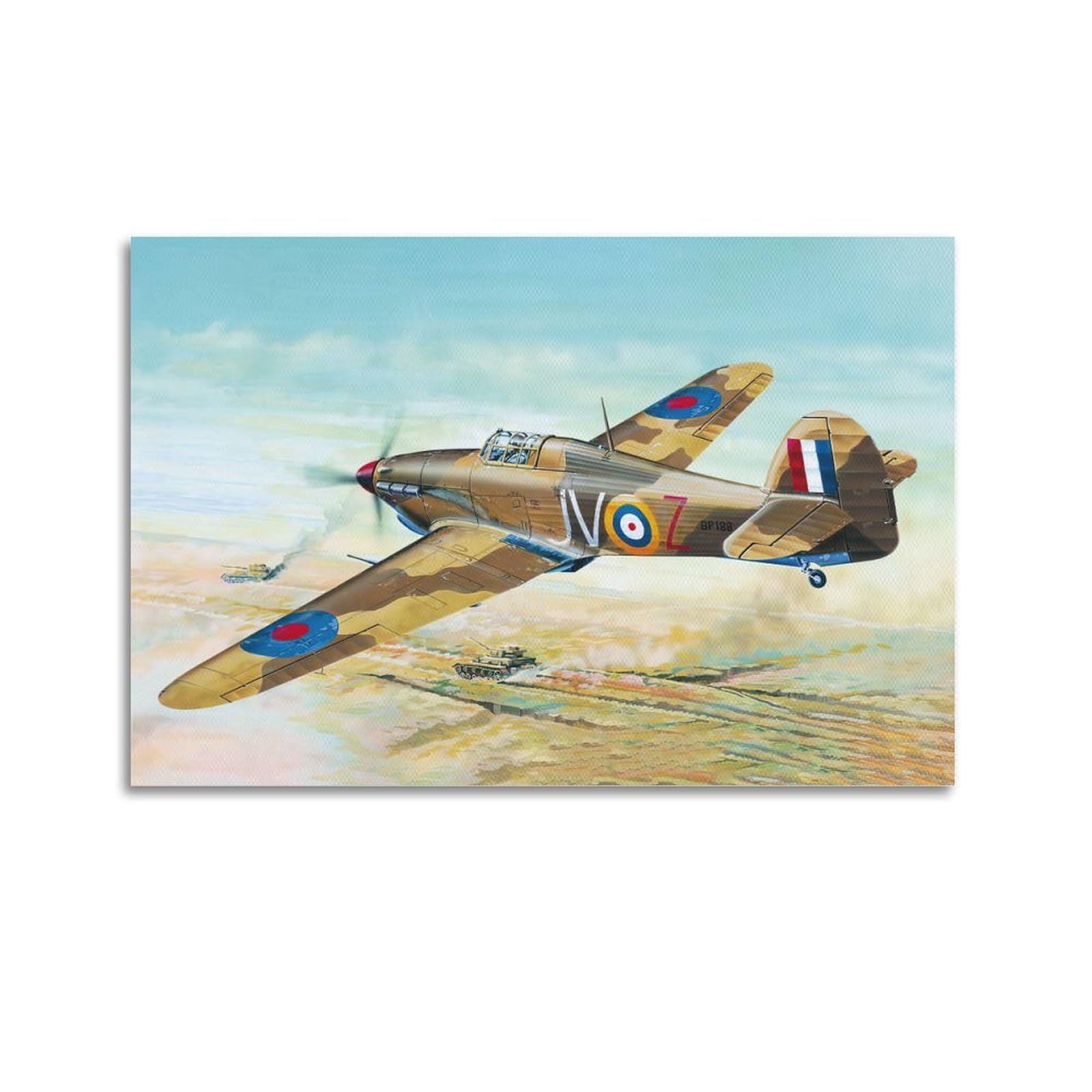 NOHF Aircraft Poster Hawker Hurricane Mk.IID Trop Fighter Poster Wall Art Print Retro Aesthetic Room Decor Office Decorations 20x30inch(50x75cm) Unframe-style